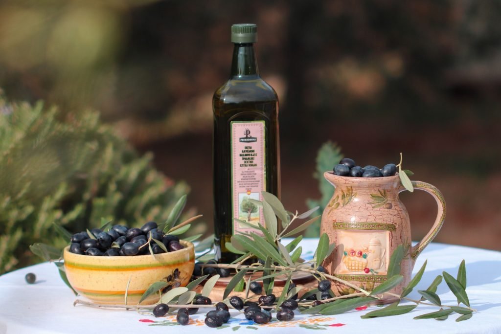 Olives, olive oil and an olive branch