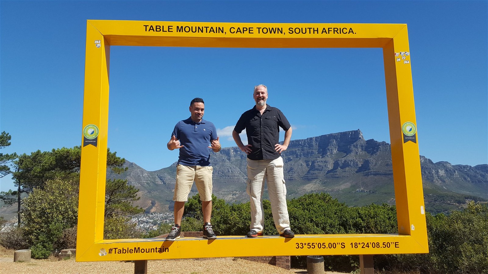 Steven Scriha and his colleague at the top of Table Mountain
